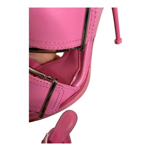 Alexander McQueen Sandals 105mm Buckle Leather Party Statement Summer Pink Sz 9 - Picture 14 of 14